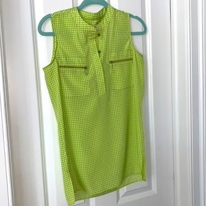 Michael Kors gingham green & white tank blouse
